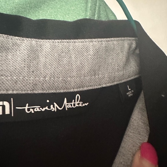 Travis Mathew Black & Striped Golf Polo Size Large - Picture 10 of 10